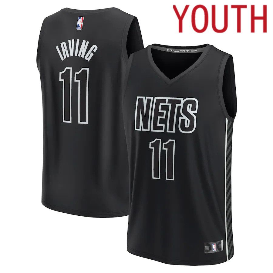 Youth Brooklyn Nets 11 Kyrie Irving Fanatics Branded Black Statement Edition 2022-23 Fast Break Player NBA Jersey